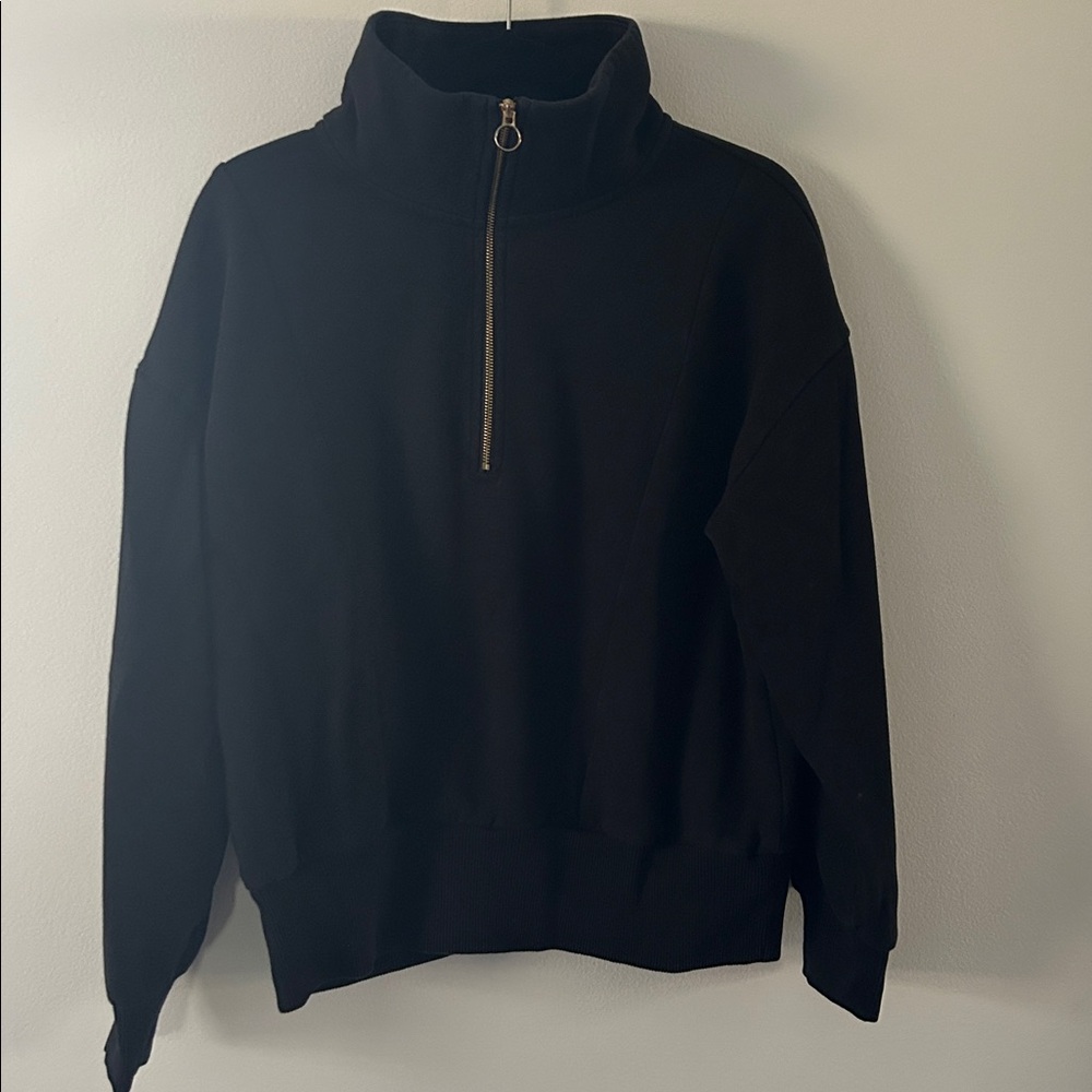 A New Day Black Quarter-Zip Fleece Sweatshirt, Size XL